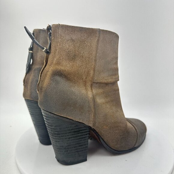 Rag & Bone Distressed Women Size 7.5 EU 37.5 Suede Back Zipper Heel Boot Brown - Picture 5 of 13